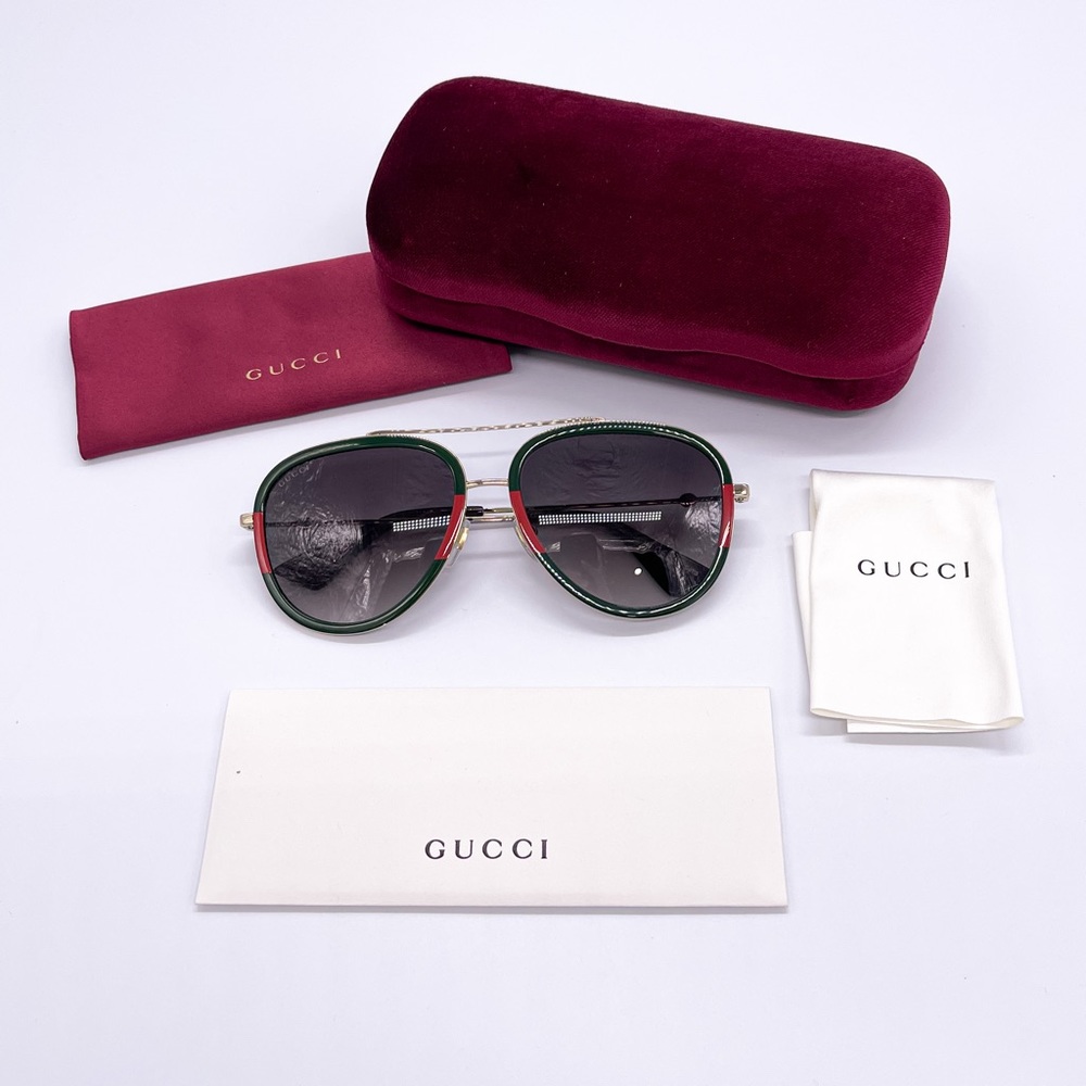 NEW GUCCI WOMEN GREEN SUNGLASSES - Picture 6 of 7